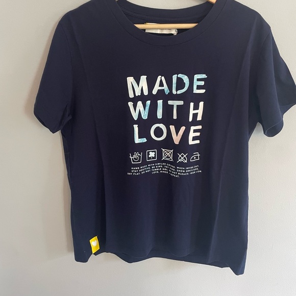 Kerri Rosenthal Made With Love Logo Tee Short Sleeve Top Navy Size M NWT - Picture 1 of 5